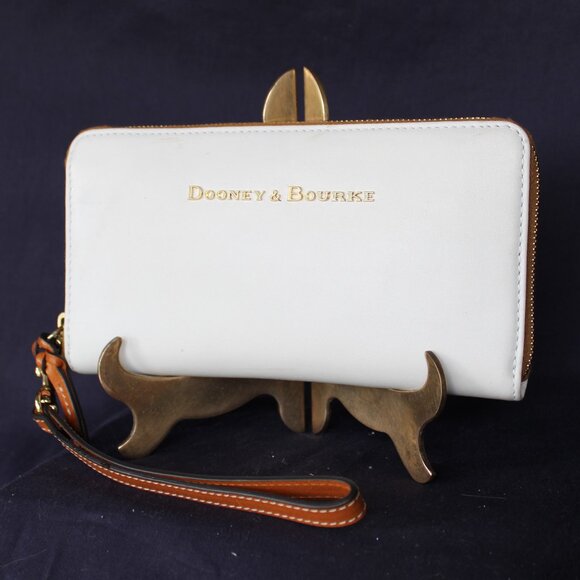 Dooney & Bourke City Zip Around Wristlet Wallet beige tan pink clutch purse - Picture 1 of 11